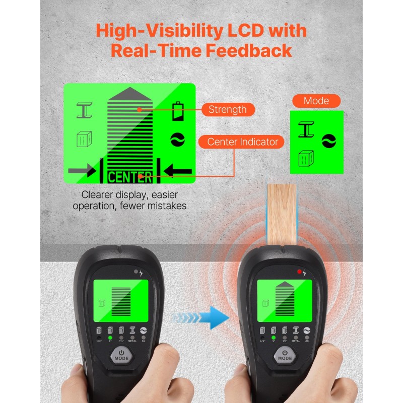 Seinäskanneri 5-in-1 musta älykäs mikrosiru puu metalli ja johdot