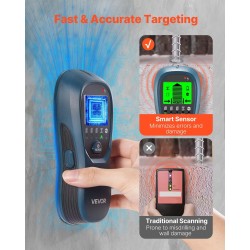 5-tilainen seinäskanneri taustavalaistu näyttö tunnistaa puu- ja metallirangat sekä sähköjohdot