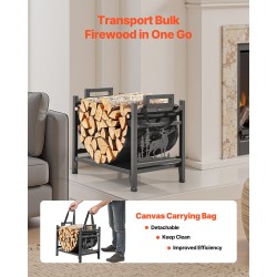 Halkoteline sisäkäyttöön jauhemaalattua Q195-terästä 45 cm leveä irrotettava 600D kangaskassi