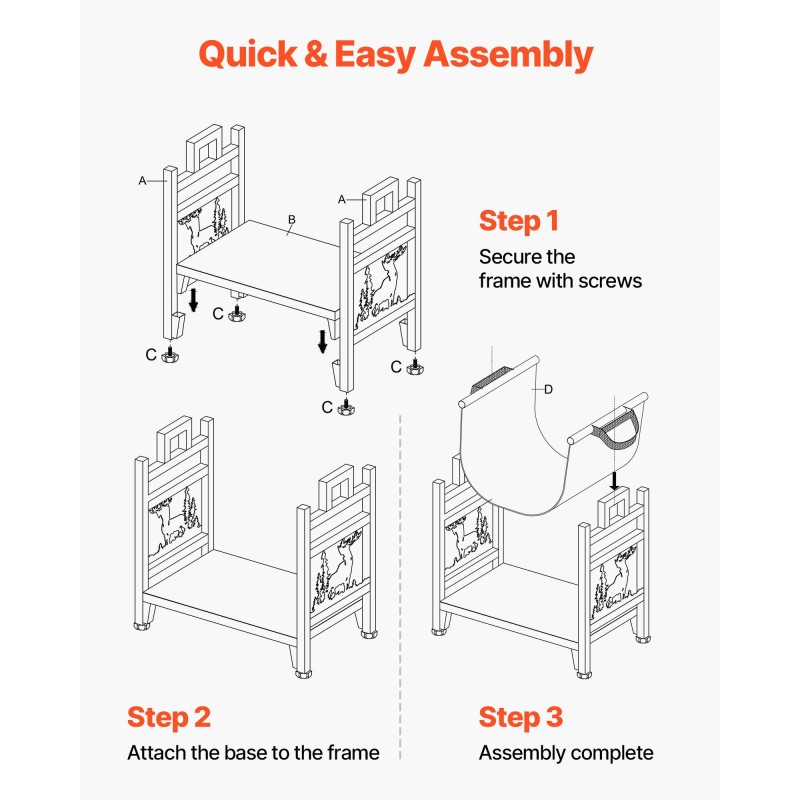 Halkoteline sisäkäyttöön jauhemaalattua Q195-terästä 45 cm leveä irrotettava 600D kangaskassi