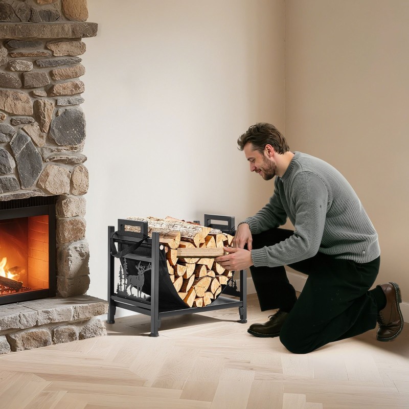 Halkoteline sisäkäyttöön jauhemaalattua Q195-terästä 45 cm leveä irrotettava 600D kangaskassi