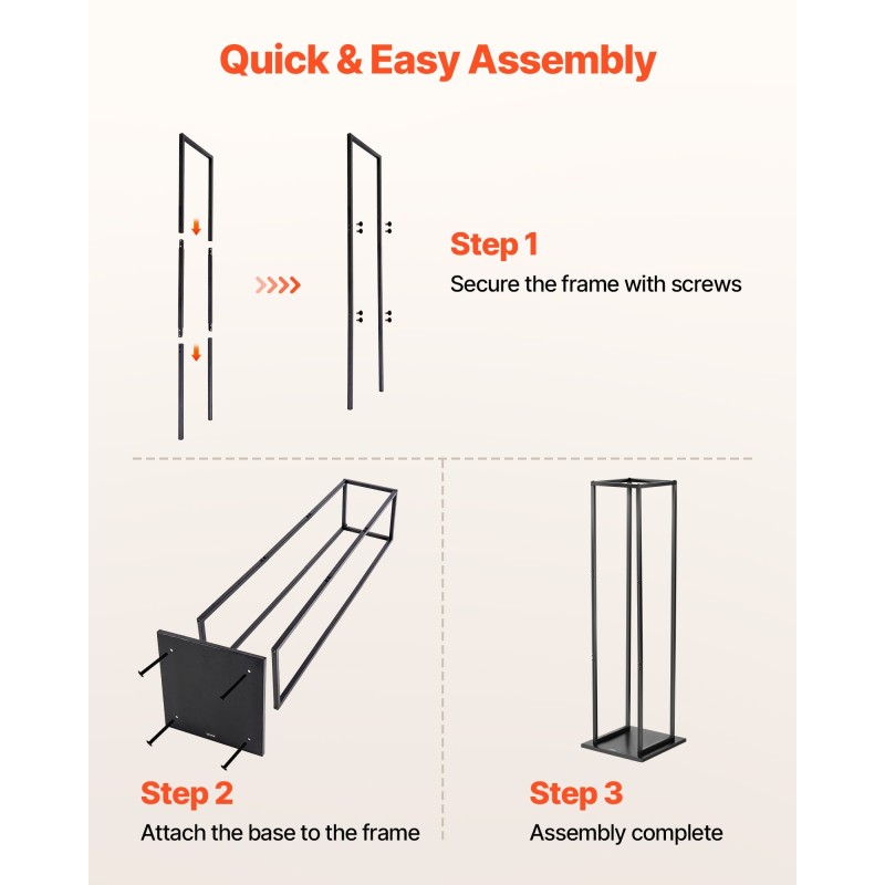 Polttopuuteline kapea korkea sisäkäyttöön jauhemaalattu teräs 33x32x112cm 45 kg