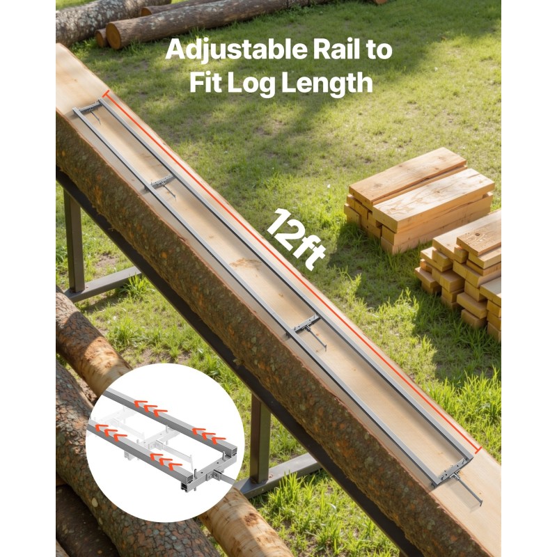 Säädettävä sahakiskosarja alumiiniseos ja hiiliteräs 3,66 m kahdella kiilalla