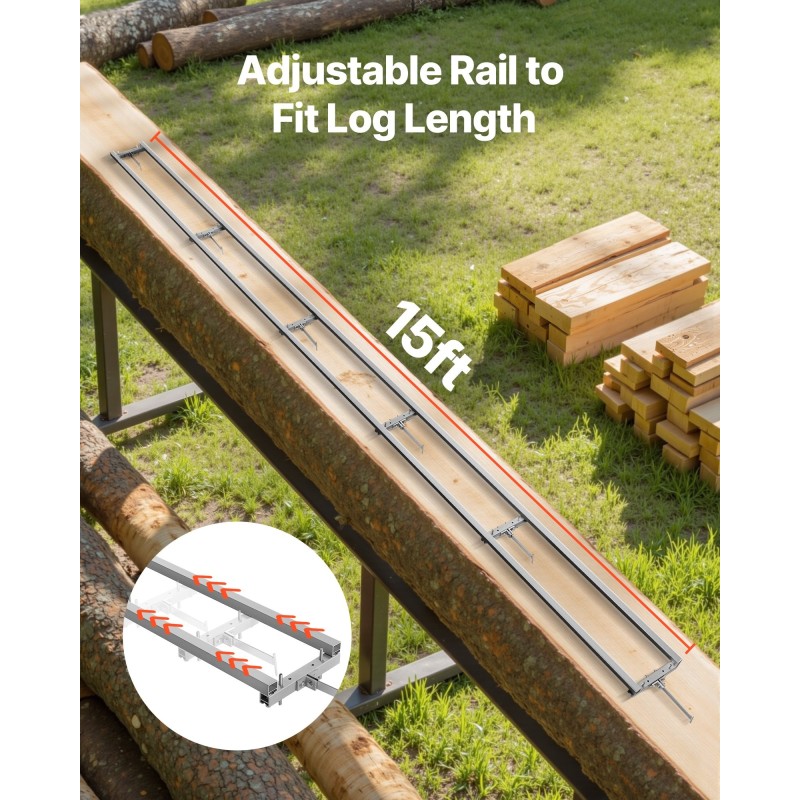 Sahakiskojärjestelmä alumiiniseos ja hiiliteräs 4,57 metrin sahauspituus yhteensopiva moottorisahoille