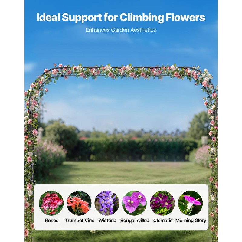 Puutarhakaari sinkitty teräs 2400×3200 mm musta köynnöksille