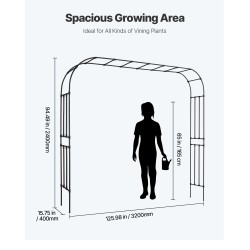 Puutarhakaari sinkitty teräs 2400×3200 mm musta köynnöksille