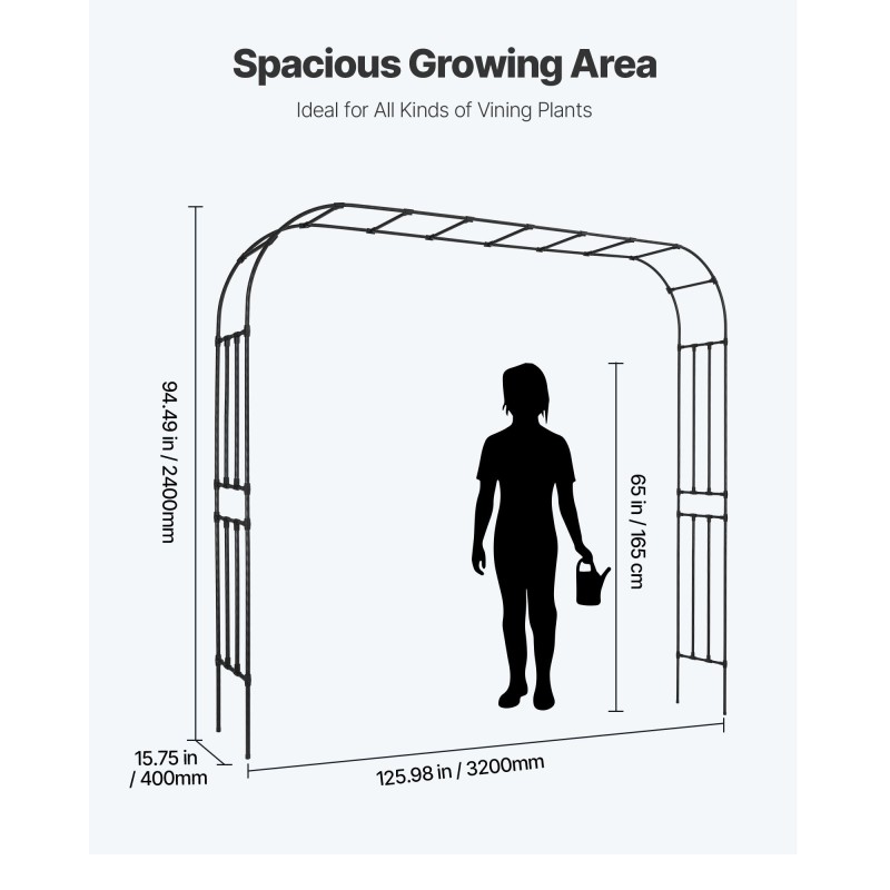 Puutarhakaari sinkitty teräs 2400×3200 mm musta köynnöksille