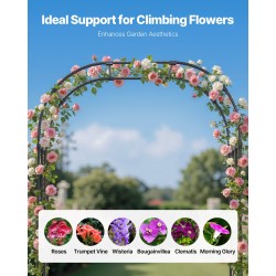 Puutarhakaari 2400 x 1500 mm galvanoidusta teräksestä musta vahvistetuilla T-liittimillä köynnöskasveille