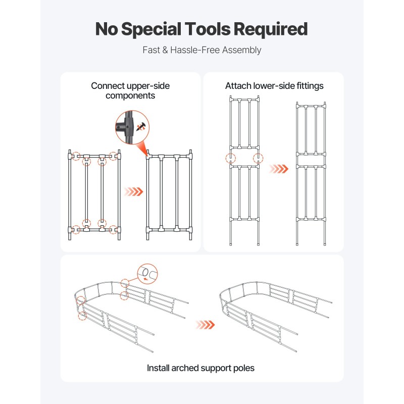 Puutarhakaari 2400 x 1500 mm galvanoidusta teräksestä musta vahvistetuilla T-liittimillä köynnöskasveille