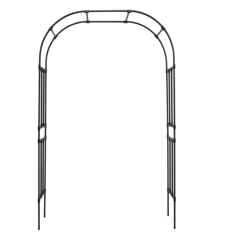 Puutarhakaari 2400 x 1500 mm galvanoidusta teräksestä musta vahvistetuilla T-liittimillä köynnöskasveille