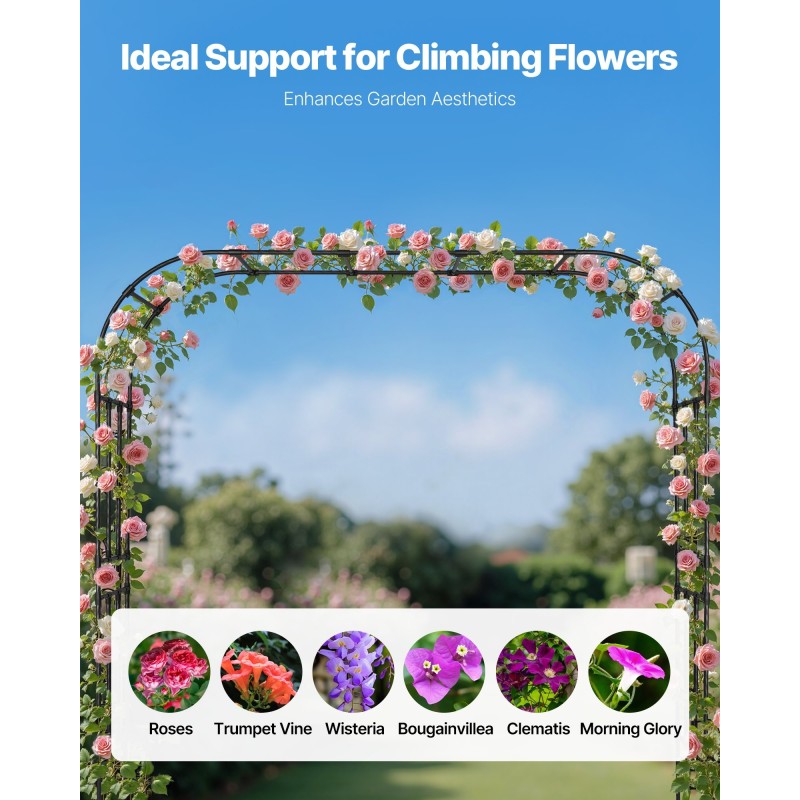 Puutarhakaari galvanoitua terästä 2400×2500×400 mm musta suurille köynnöksille