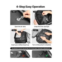 Tyhjiömatkareppu 65 litran musta vesitiivis käsinpuristettava kompressio