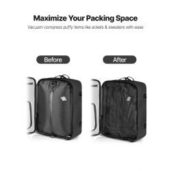 Tyhjiömatkareppu 35 l pumpulla musta vedenkestävä USB-latausportilla