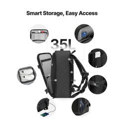 Tyhjiömatkareppu 35 l pumpulla musta vedenkestävä USB-latausportilla