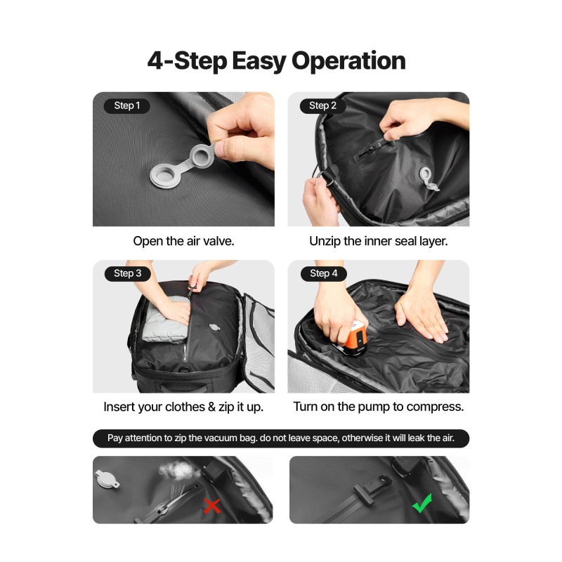 Tyhjiömatkareppu 65 l musta pinnoitettu kangas laajennettava TSA-hyväksytty lukko