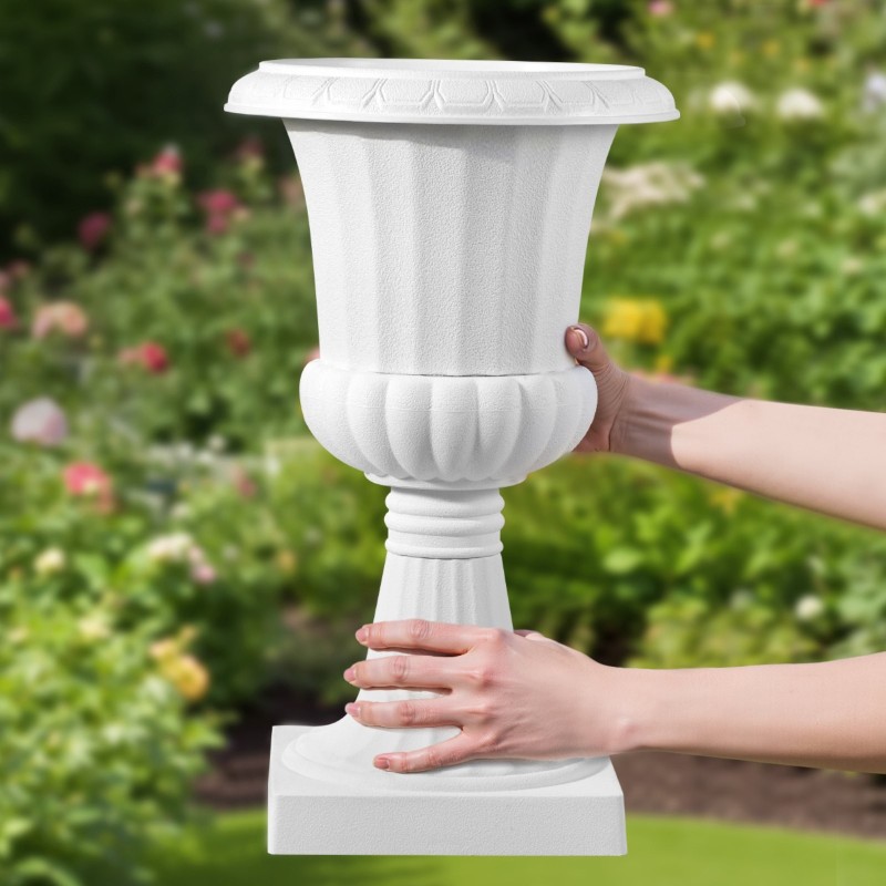 Jalustaruukku PP-muovinen 25 x 42 cm valkoinen kevyt sisä- ja ulkokäyttöön