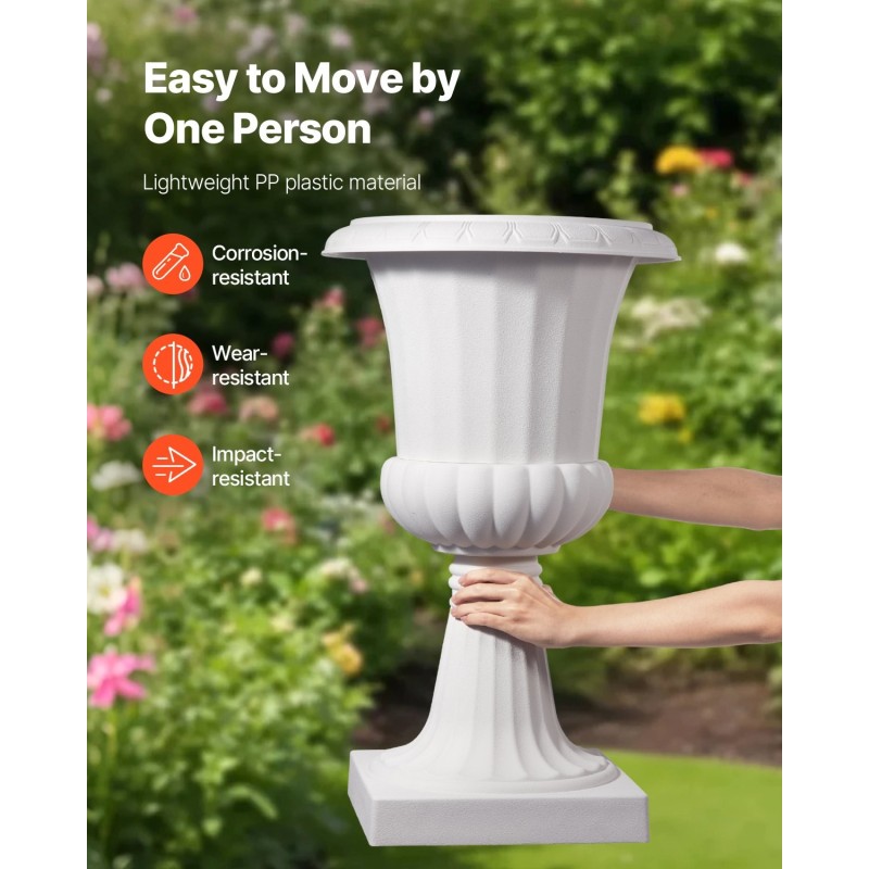 Jalustaruukut PP-muovista korkeus kuusikymmentäseitsemän senttimetriä kaksi kappaletta valkoiset sisä- ja ulkokäyttöön