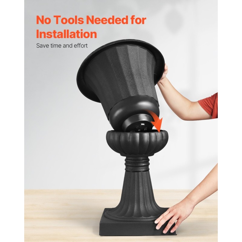 Jalallinen muoviruukku PP-muovi 400 x 670 mm 2 kpl musta parvekkeelle