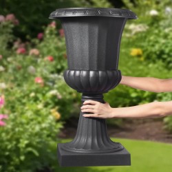 Jalallinen muoviruukku PP-muovi 400 x 670 mm 2 kpl musta parvekkeelle