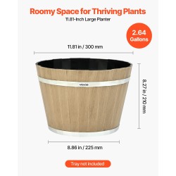 Tynnyrityyliset PP-muoviruukut 4 kpl noin 30 cm vaalea puunsyykuvio