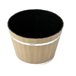 Tynnyrityyliset PP-muoviruukut 4 kpl noin 30 cm vaalea puunsyykuvio