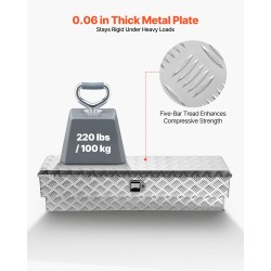 Alumiininen työkaluarkku 101 l lava-autoon hopea 1219 x 340 x 330 mm