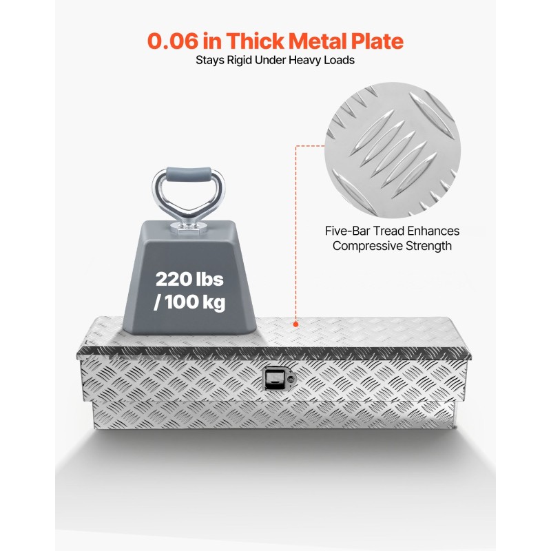 Alumiininen työkaluarkku 101 l lava-autoon hopea 1219 x 340 x 330 mm