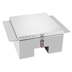 Työkaluarkku alumiininen 310x610x770 mm hopea timanttikuvioitu kansi astinalusta 100 kg kantavuus