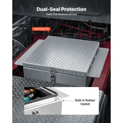Työkaluarkku alumiininen 310x610x770 mm hopea timanttikuvioitu kansi astinalusta 100 kg kantavuus