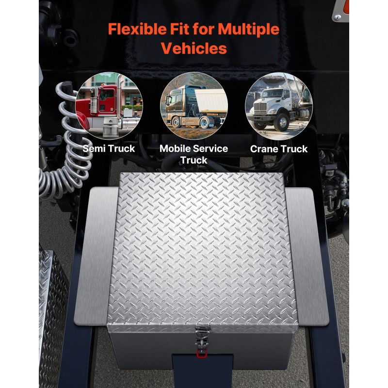 Työkaluarkku alumiininen 310x610x770 mm hopea timanttikuvioitu kansi astinalusta 100 kg kantavuus