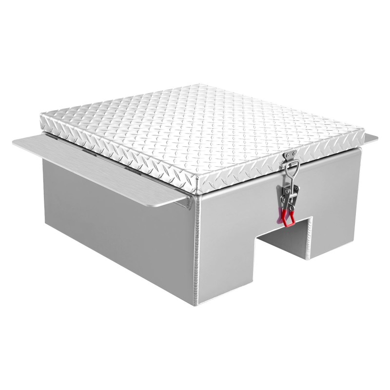 Työkaluarkku alumiininen 310x610x770 mm hopea timanttikuvioitu kansi astinalusta 100 kg kantavuus