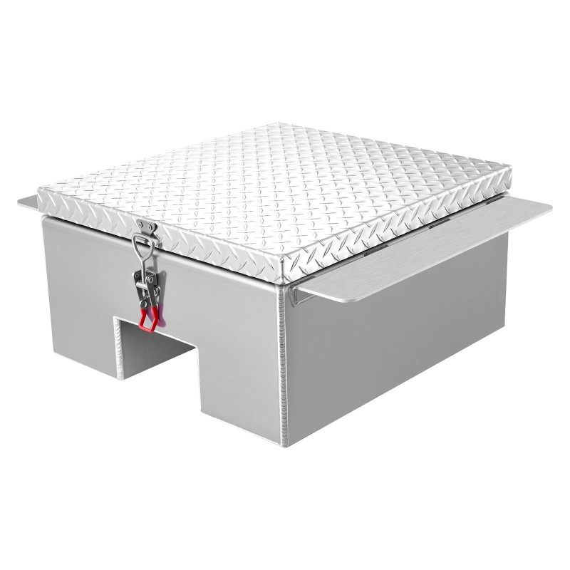Työkaluarkku alumiininen 310x610x770 mm hopea timanttikuvioitu kansi astinalusta 100 kg kantavuus
