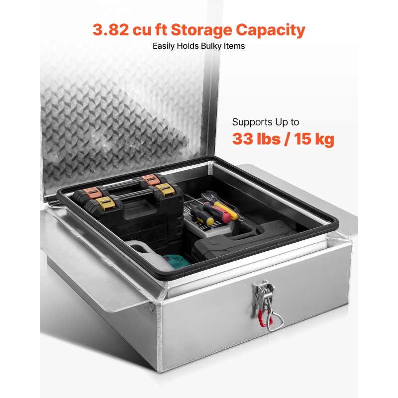 Alumiininen sivukiinnitteinen työkalulaatikko lava-autoon 108 l hopea