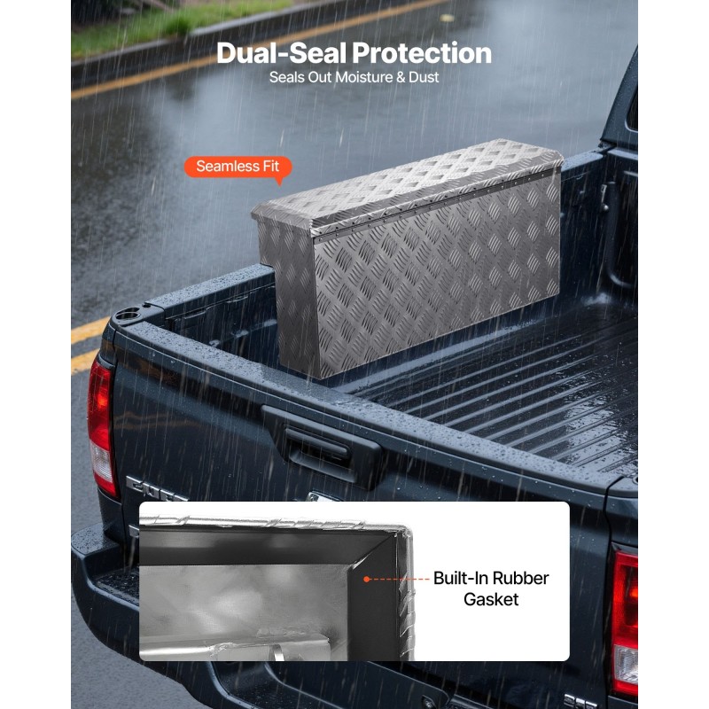 Alumiininen työkaluarkku lava-autoon 75 l lukittava säilytys integroitu askelma 100 kg