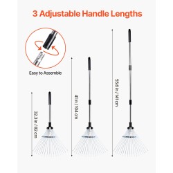 Lehtiharava ruostumattomasta teräksestä 18 piikkiä säädettävä varsi 820–1410 mm