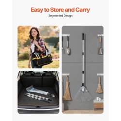 Lehtiharava ruostumattomasta teräksestä 18 piikkiä säädettävä varsi 820–1410 mm