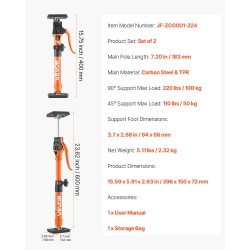 Tukipylvässetti 2 kpl säädettävä 40–60 cm hiiliteräs 100 kg kantavuus kaappien asennukseen