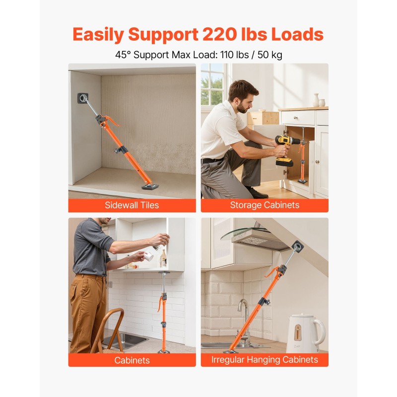 2-osainen säädettävä kaappinostin tukitankosarja hiiliteräs 64.5–115 cm 100 kg