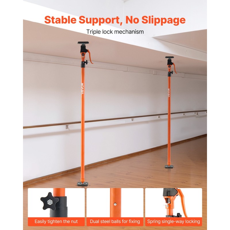 Teleskooppinen tukitankosarja hiiliteräs 125–291 cm 2 kpl 90 kg kaappien asennukseen