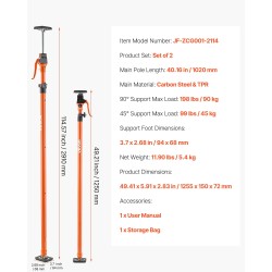 Teleskooppinen tukitankosarja hiiliteräs 125–291 cm 2 kpl 90 kg kaappien asennukseen