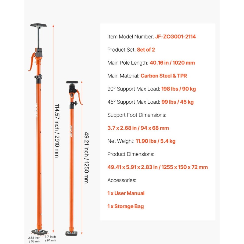 Teleskooppinen tukitankosarja hiiliteräs 125–291 cm 2 kpl 90 kg kaappien asennukseen