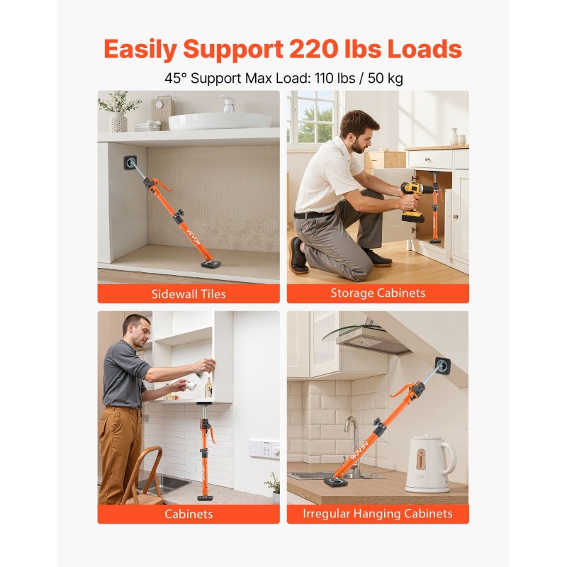 Teleskooppinen tukitankosarja 2 kappaleen hiiliteräs 48–75 cm 100 kg asennustuki