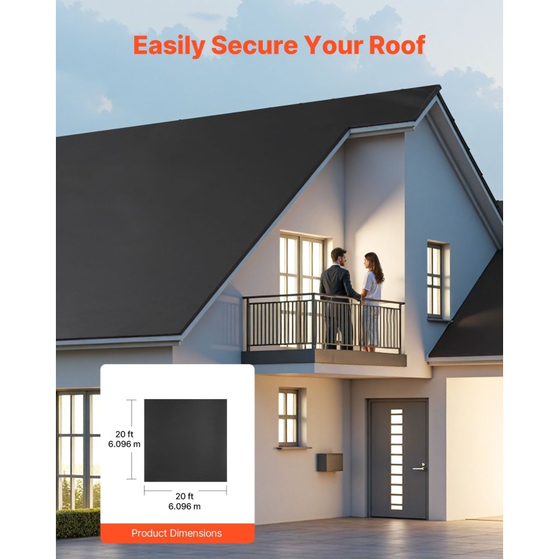 EPDM-kattorulla 1,14 mm 6,1 m x 6,1 m musta vedeneristykseen