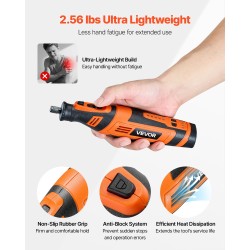 Akkukäyttöinen monitoimityökalu 136-osainen 8 V 5-portainen nopeudensäätö