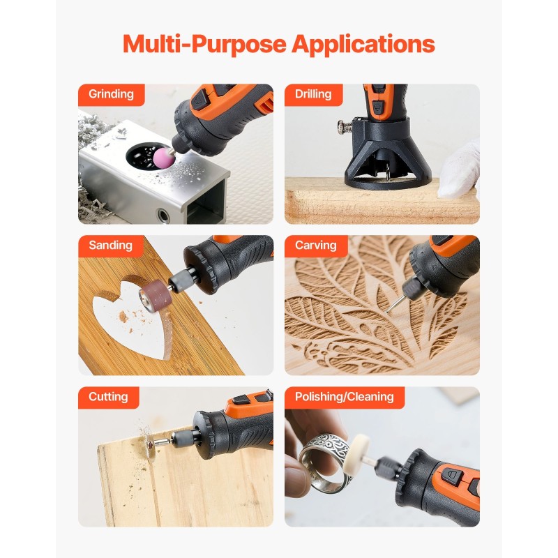 Akkukäyttöinen monitoimityökalu 136-osainen 8 V 5-portainen nopeudensäätö