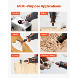 Johdoton monitoiminen pyörivä työkalu 73 tarviketta akku 2000mAh säädettävä 7000–20000 kierrosta