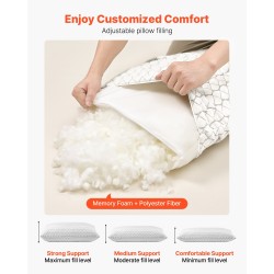 Muistivaahtotyyny queen-kokoinen säädettävällä korkeudella luonnonkuitupäällisellä niskatukea tarjoava