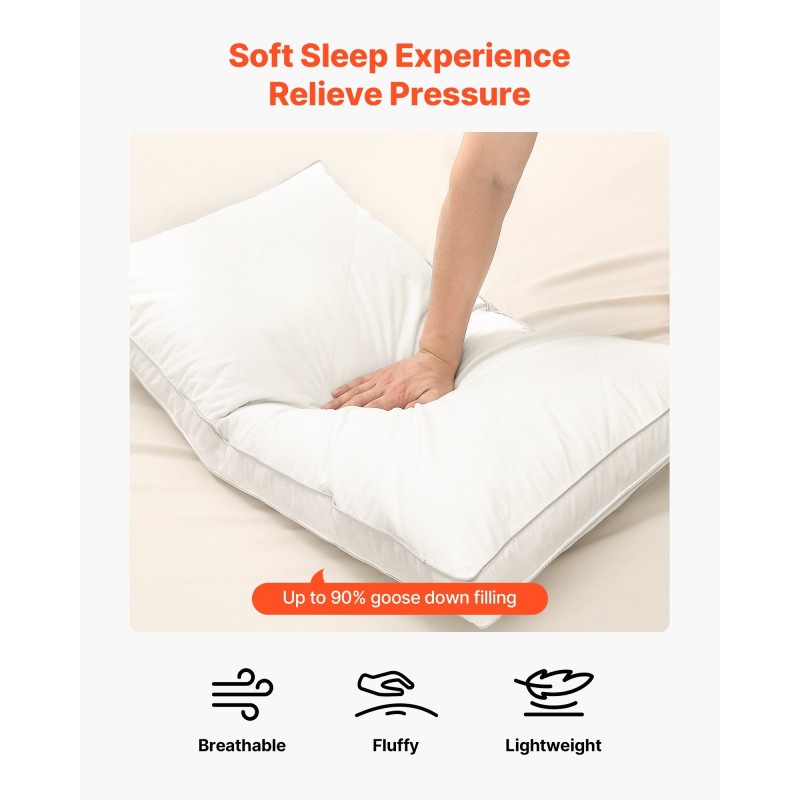 King size tyynysetti 2 kpl 90% hanhenuntuva puuvillakuori