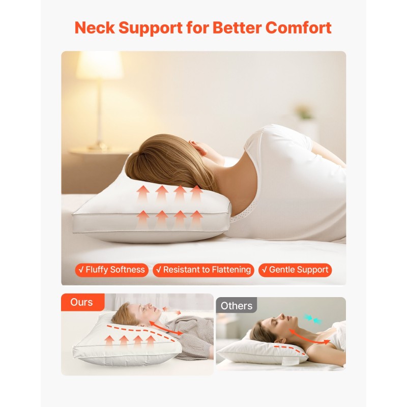 King size tyynysetti 2 kpl 90% hanhenuntuva puuvillakuori