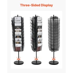 Pyörivä metallinen esiteteline 30 lokeroa A4-asiakirjoille kolmisivuinen